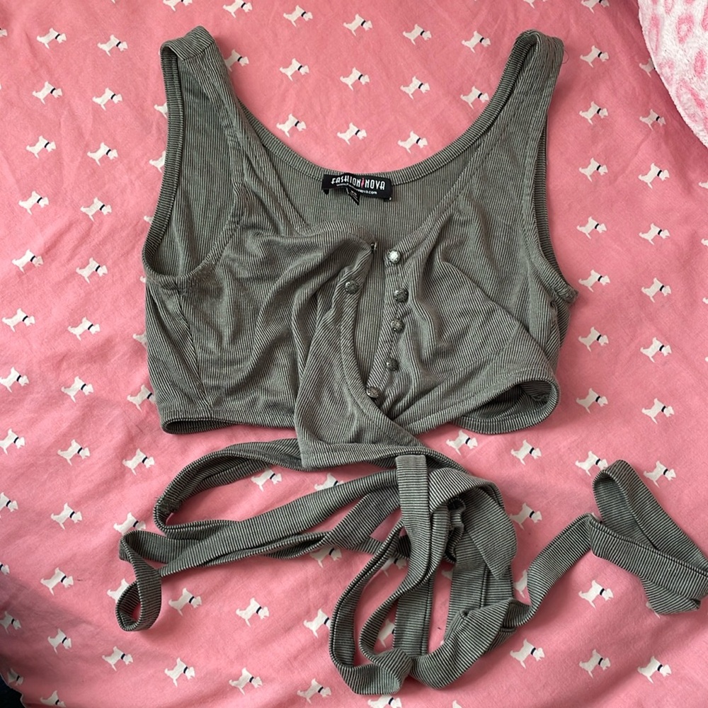 Olive Crop Top - Picture 1 of 2